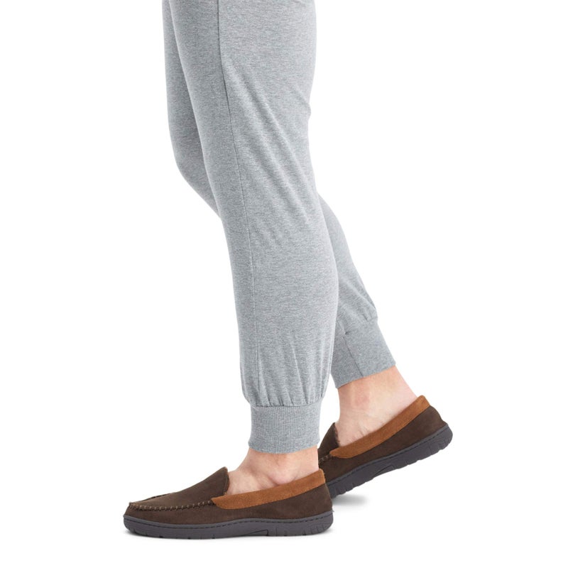 Hanes Mens Moccasin Slipper House Shoe With Indoor Outdoor Memory Foam Sole Fresh IQ Odor Protection , Brown/Brown , Medium - Image 2